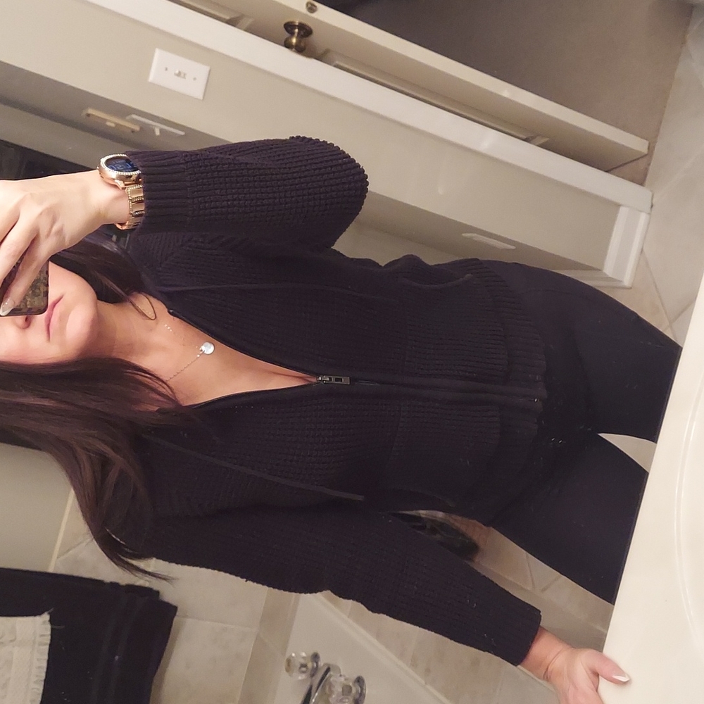 Waffle knit hoodie